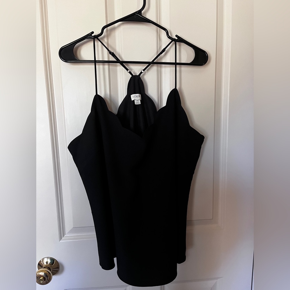J Crew Scalloped Black Camisole